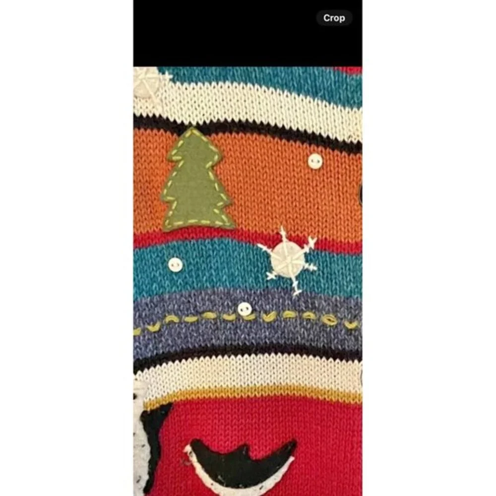 ⭐Susan Bristol Vintage Cottage Core Christmas Sweater Embroidered Penguin PLarge